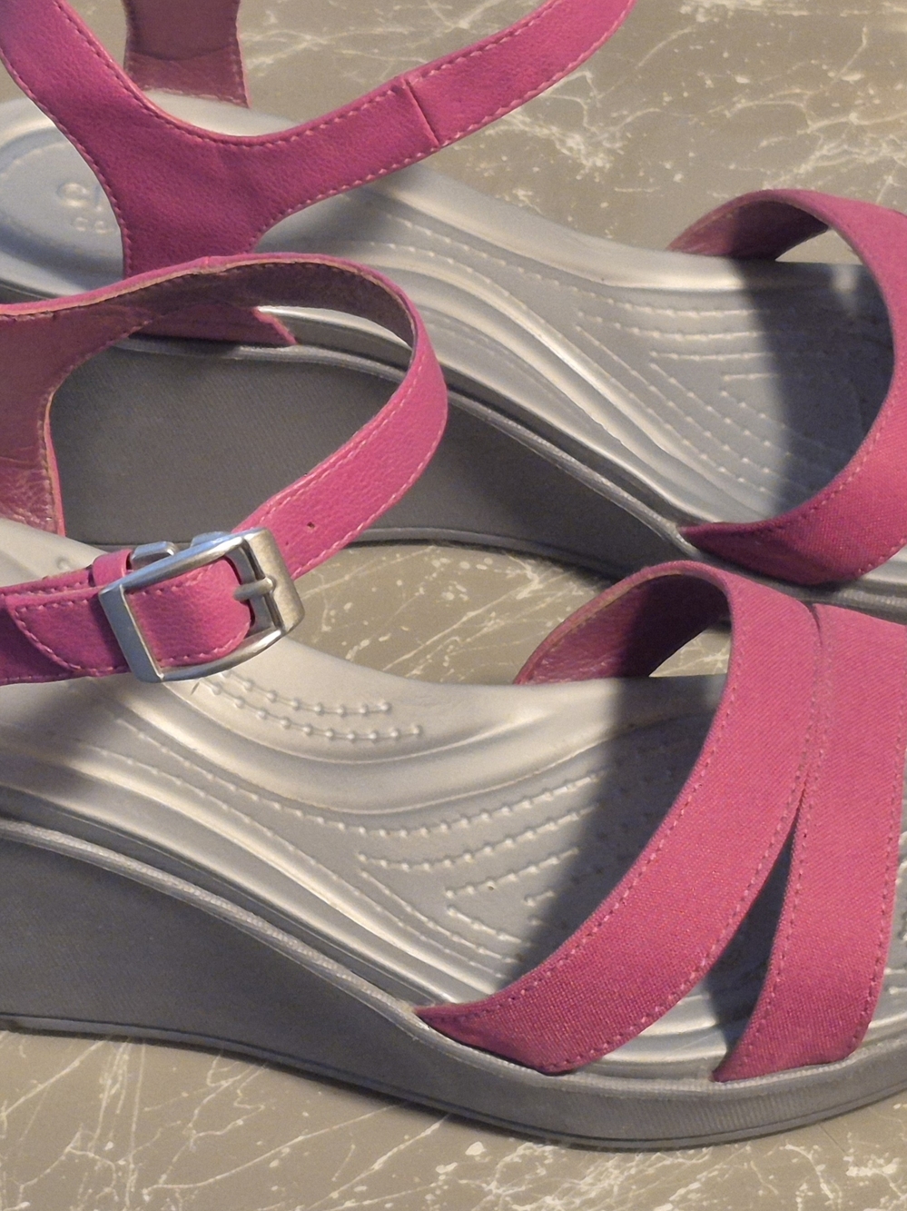Crocs Leigh II Wedge Women's Sandals with Ankle Strap,Size 11